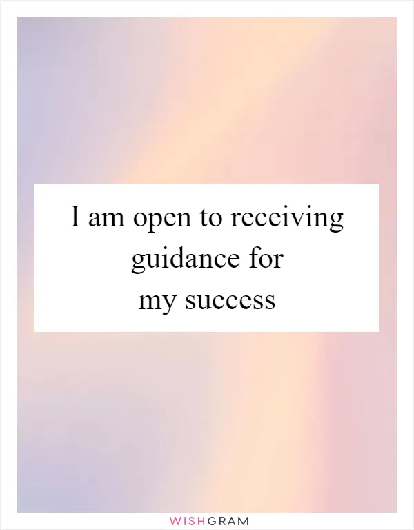 I am open to receiving guidance for my success