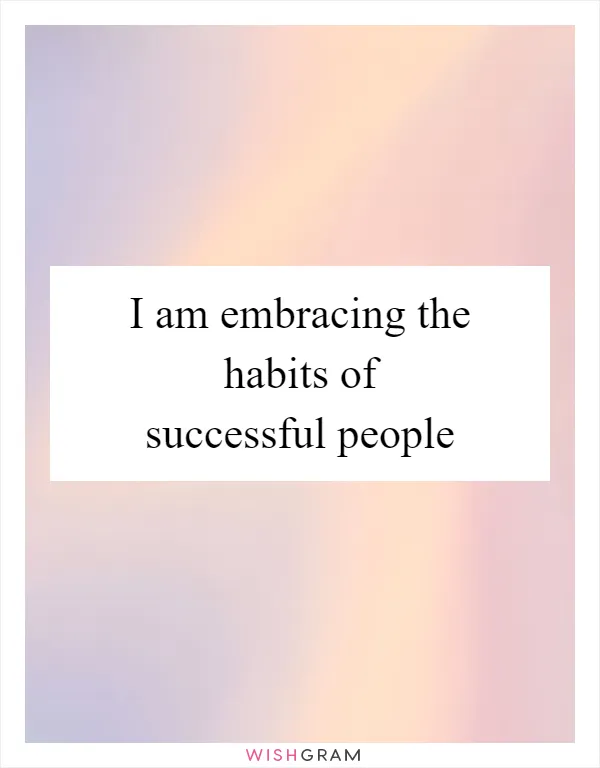 I am embracing the habits of successful people
