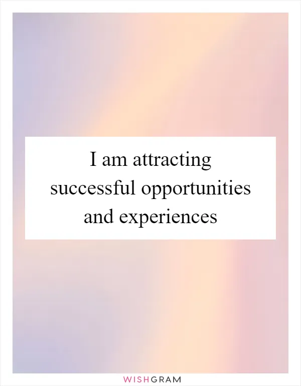 I am attracting successful opportunities and experiences