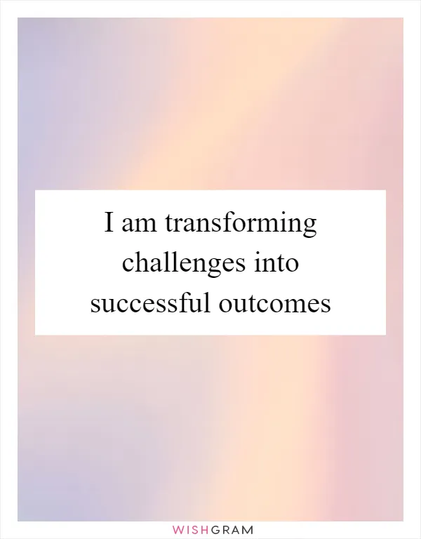 I am transforming challenges into successful outcomes