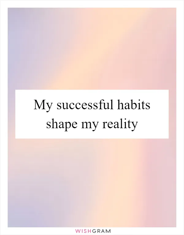 My successful habits shape my reality