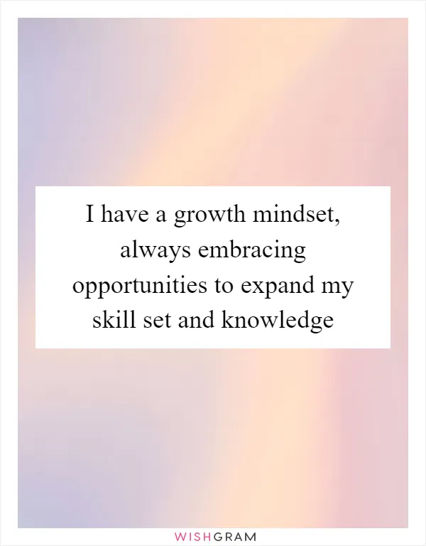 I have a growth mindset, always embracing opportunities to expand my skill set and knowledge