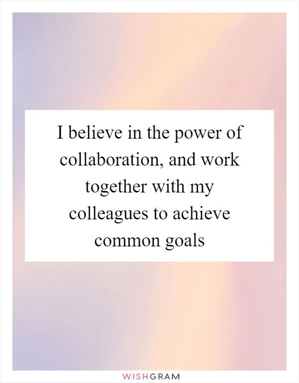 I believe in the power of collaboration, and work together with my colleagues to achieve common goals