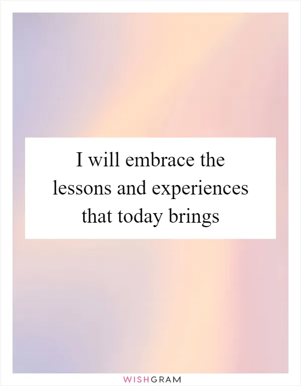 I will embrace the lessons and experiences that today brings