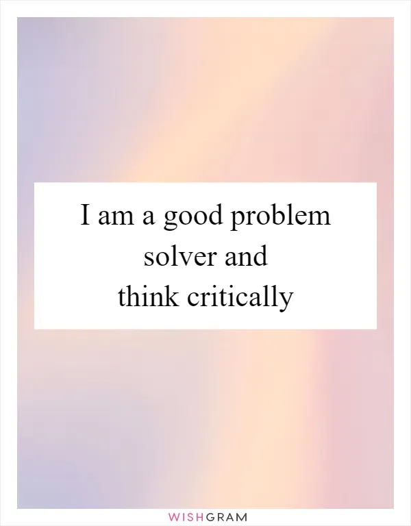 I am a good problem solver and think critically
