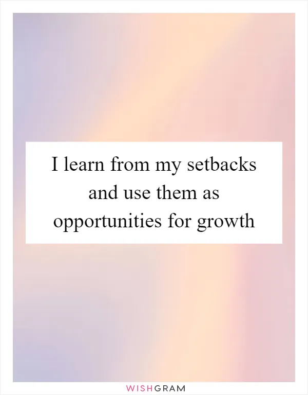 I learn from my setbacks and use them as opportunities for growth