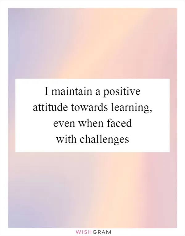 I maintain a positive attitude towards learning, even when faced with challenges