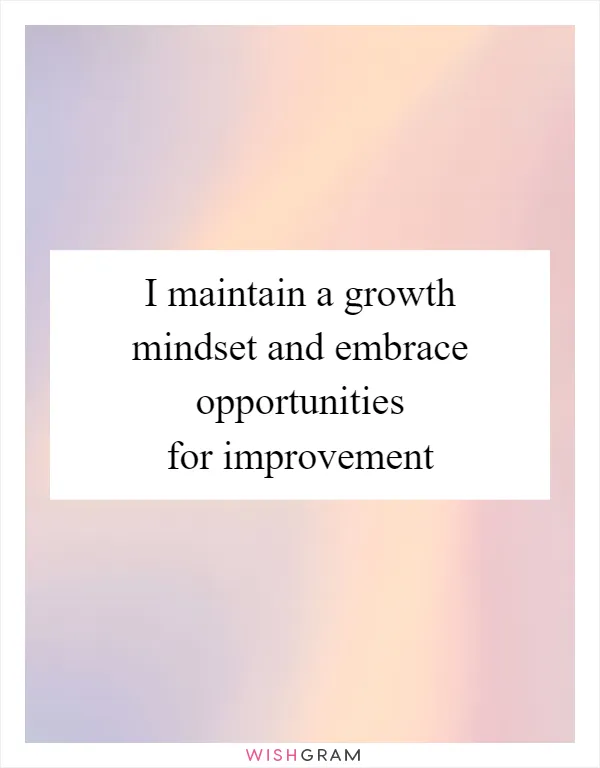 I maintain a growth mindset and embrace opportunities for improvement