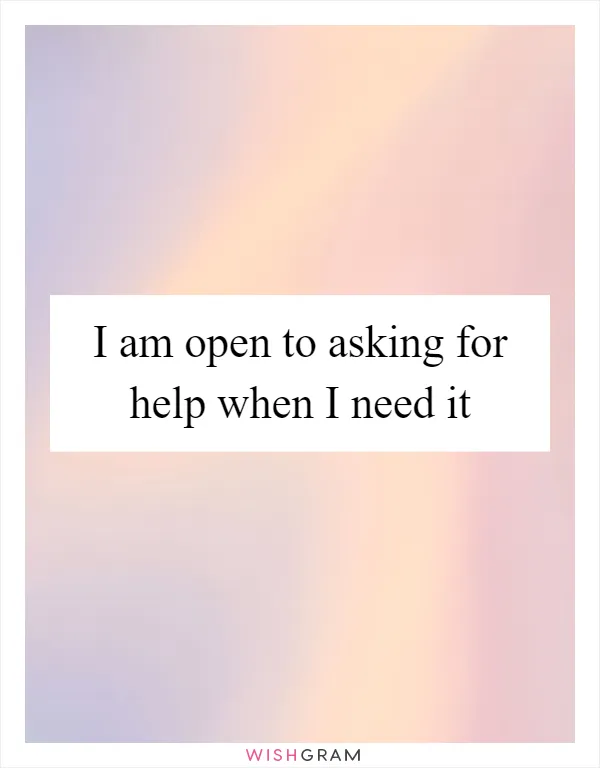I am open to asking for help when I need it