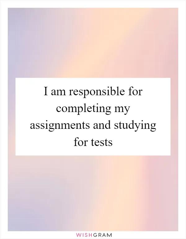 I am responsible for completing my assignments and studying for tests