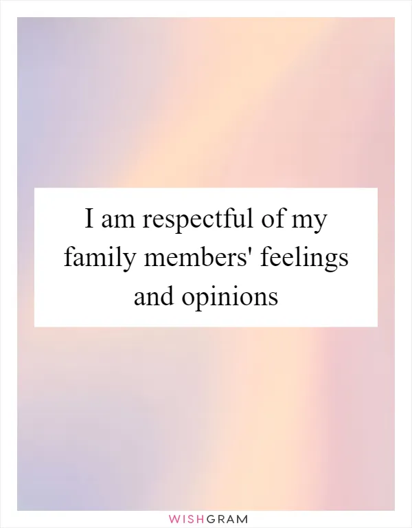 I am respectful of my family members' feelings and opinions