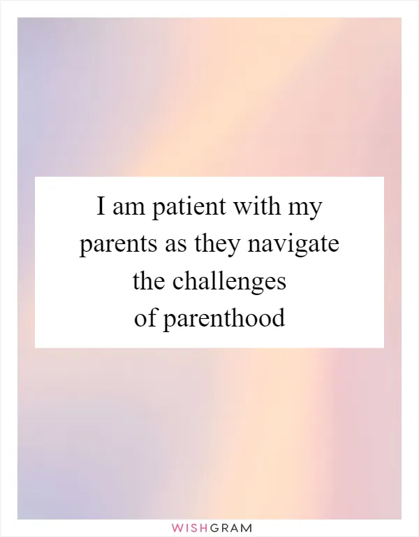 I am patient with my parents as they navigate the challenges of parenthood
