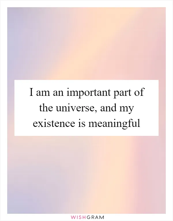 I am an important part of the universe, and my existence is meaningful