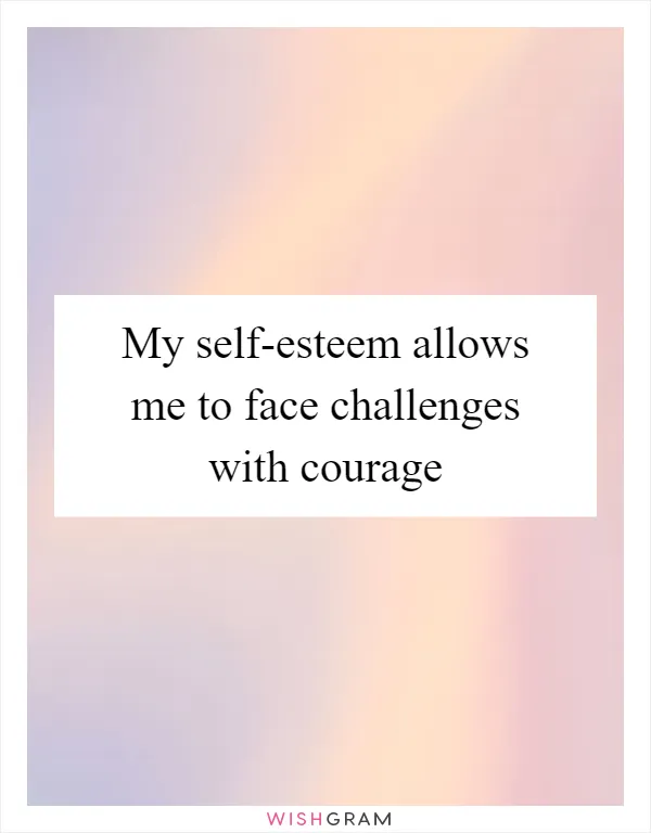 My self-esteem allows me to face challenges with courage