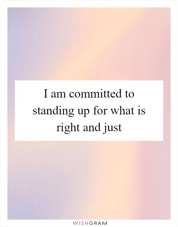 I am committed to standing up for what is right and just