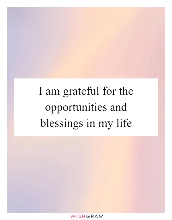 I am grateful for the opportunities and blessings in my life