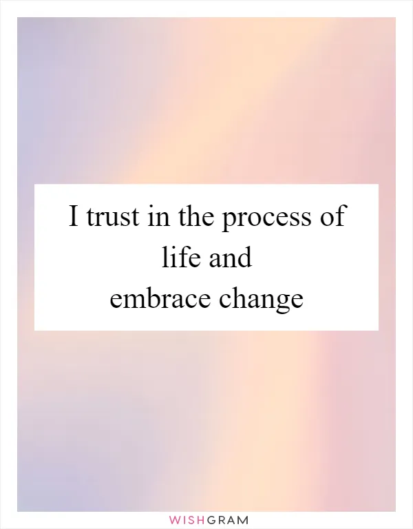 I trust in the process of life and embrace change