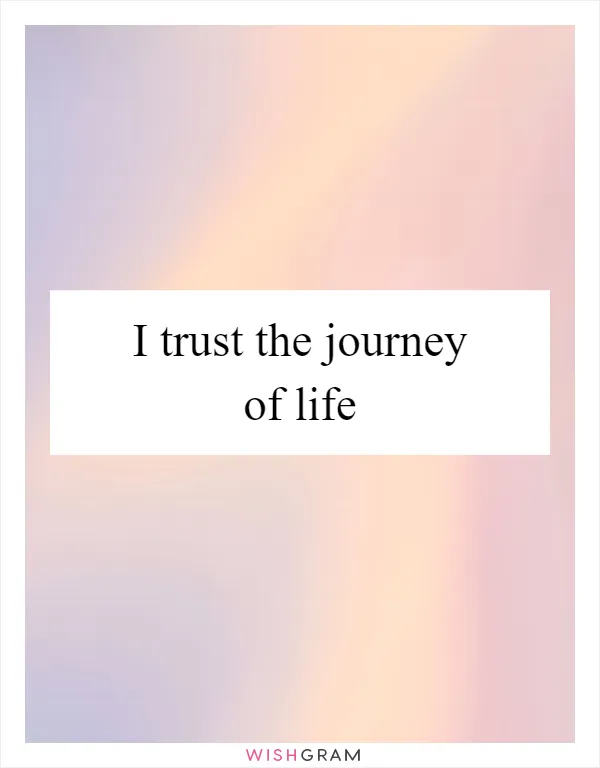 I trust the journey of life