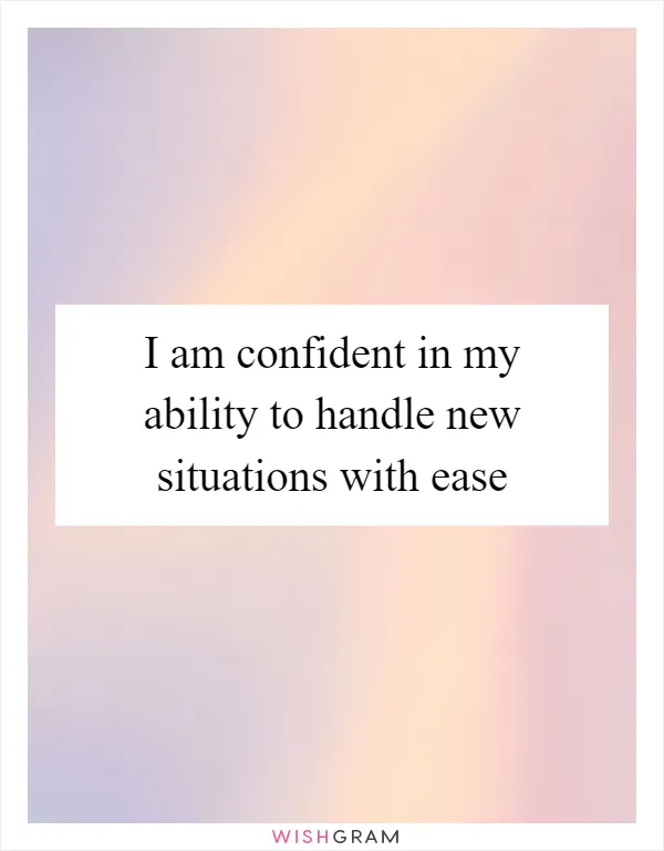 I am confident in my ability to handle new situations with ease