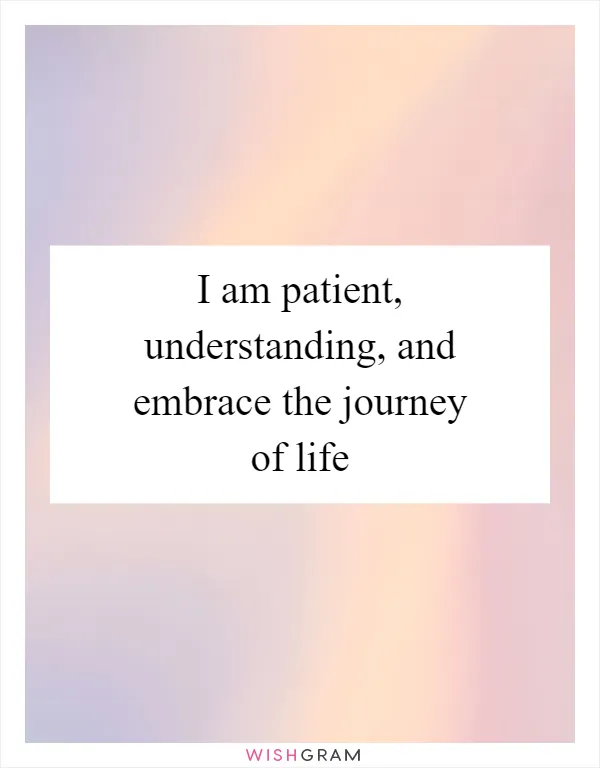 I am patient, understanding, and embrace the journey of life