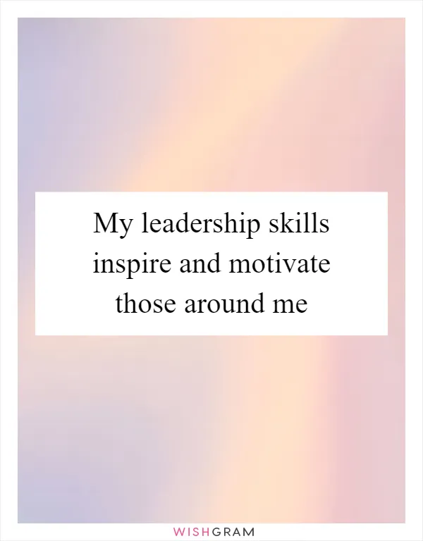 My leadership skills inspire and motivate those around me