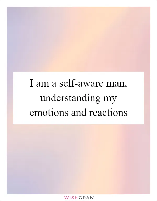 I am a self-aware man, understanding my emotions and reactions