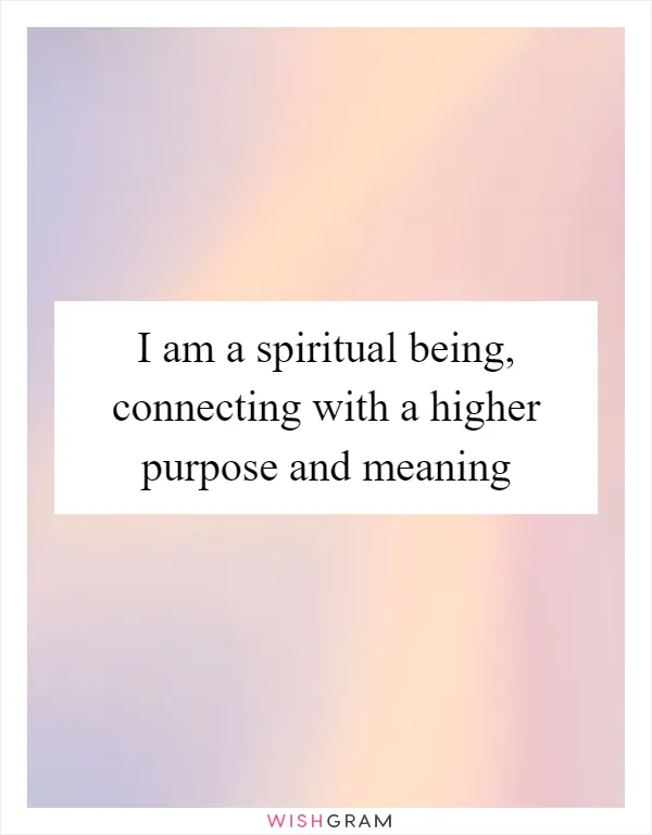 I am a spiritual being, connecting with a higher purpose and meaning