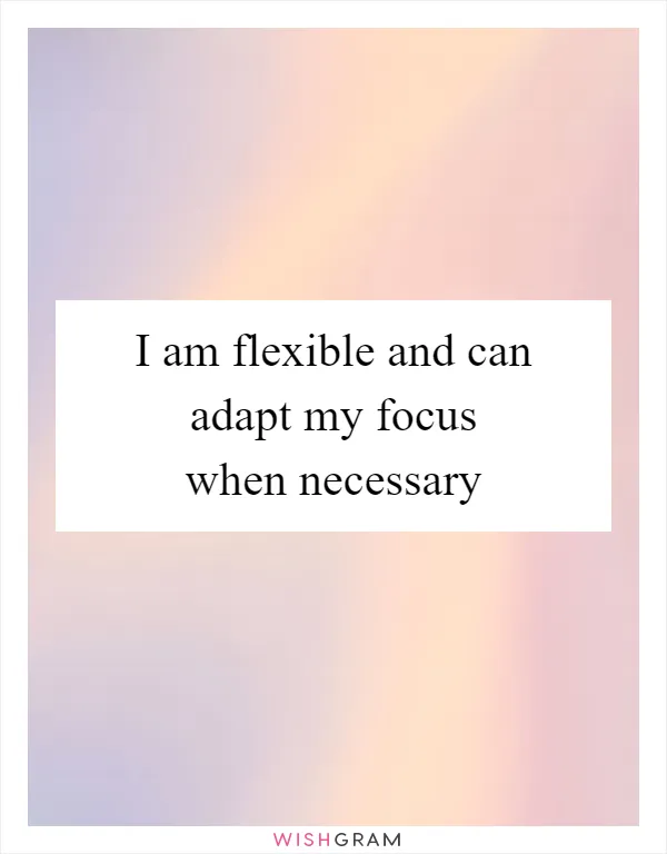 I am flexible and can adapt my focus when necessary