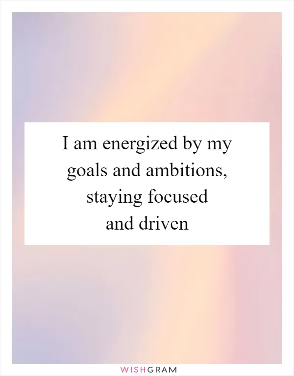I am energized by my goals and ambitions, staying focused and driven