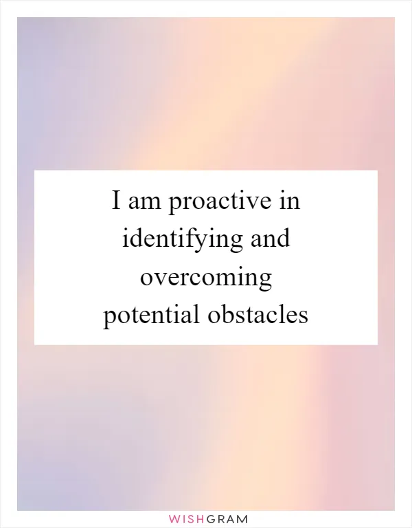 I am proactive in identifying and overcoming potential obstacles