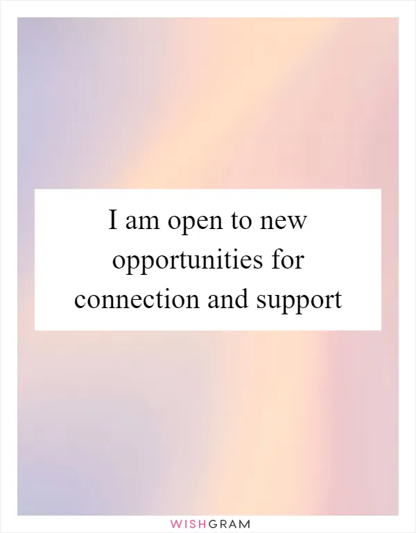 I am open to new opportunities for connection and support