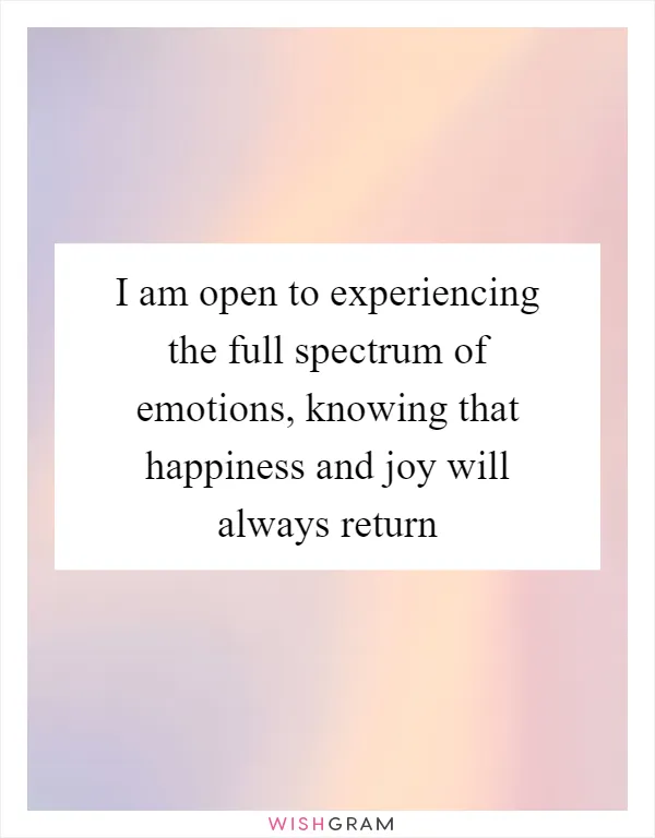 I am open to experiencing the full spectrum of emotions, knowing that happiness and joy will always return