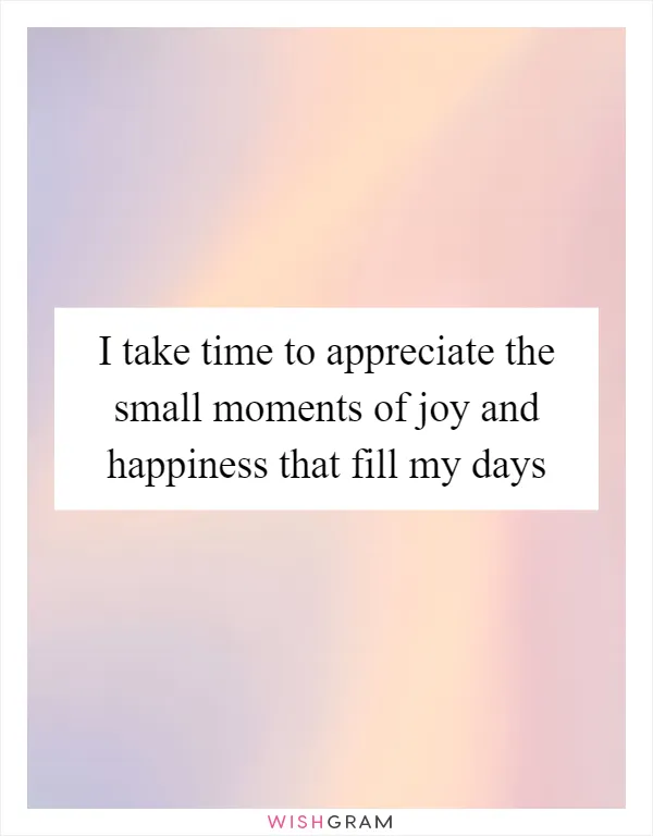 I take time to appreciate the small moments of joy and happiness that fill my days