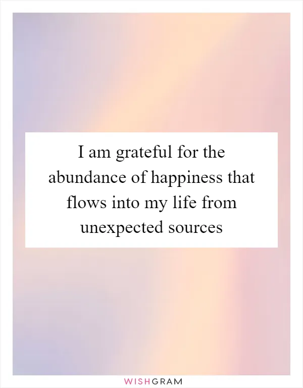 I am grateful for the abundance of happiness that flows into my life from unexpected sources