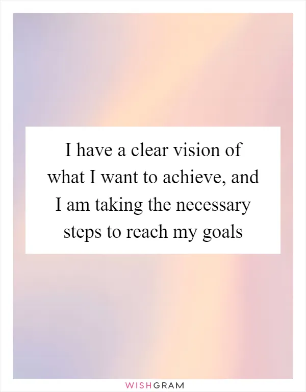 I have a clear vision of what I want to achieve, and I am taking the necessary steps to reach my goals