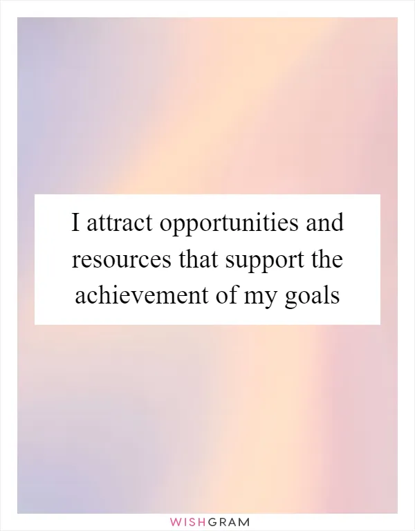 I attract opportunities and resources that support the achievement of my goals