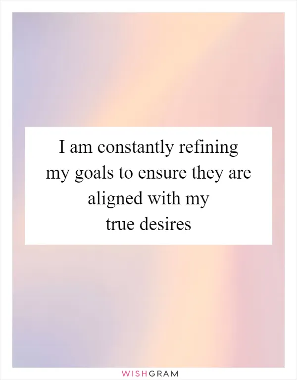 I am constantly refining my goals to ensure they are aligned with my true desires