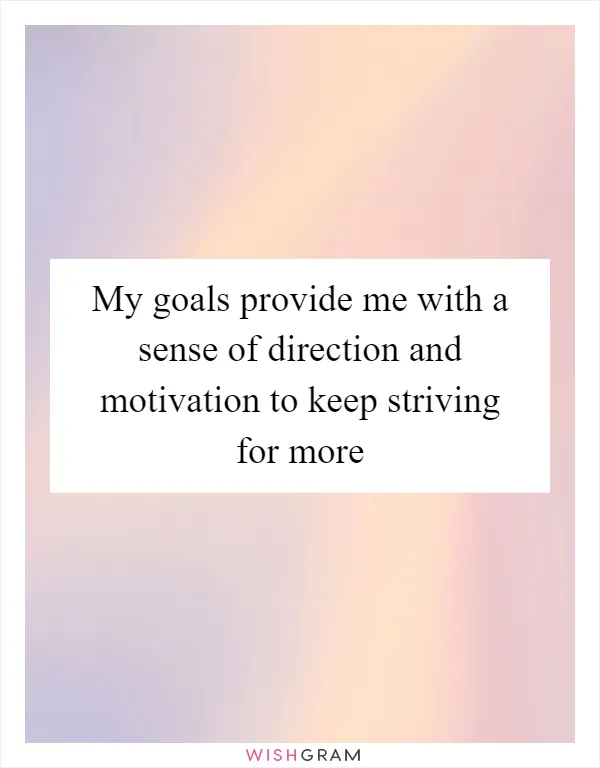 My goals provide me with a sense of direction and motivation to keep striving for more