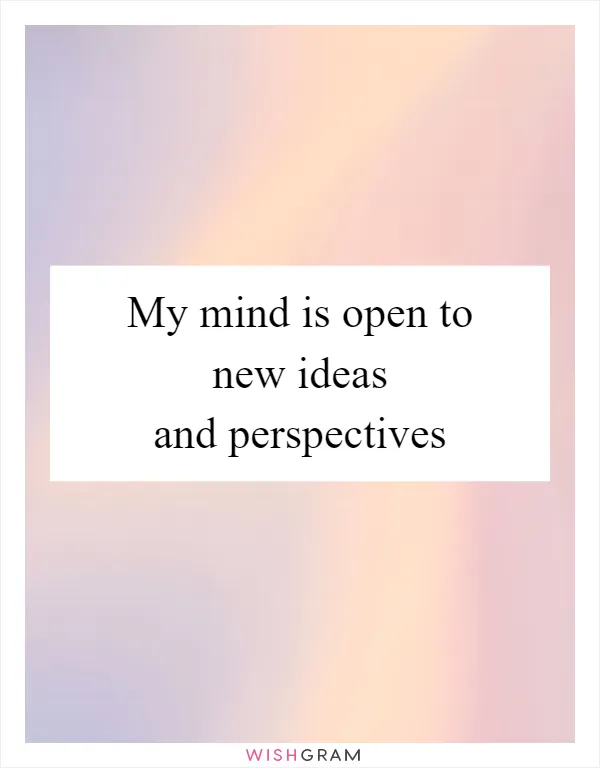 My mind is open to new ideas and perspectives
