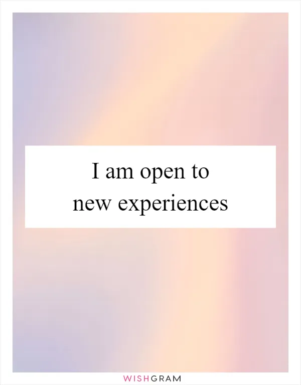 I am open to new experiences