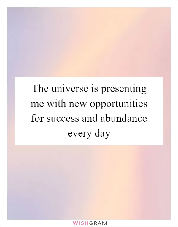 The universe is presenting me with new opportunities for success and abundance every day