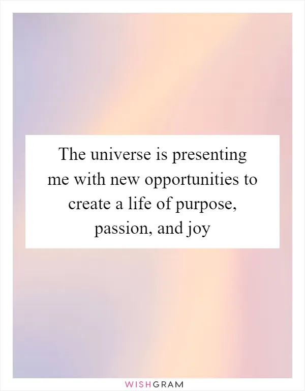 The universe is presenting me with new opportunities to create a life of purpose, passion, and joy