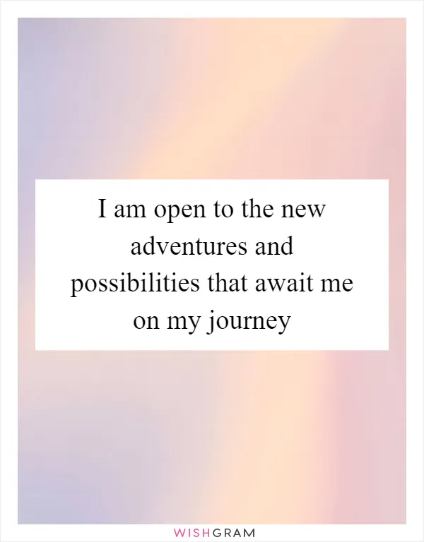 I am open to the new adventures and possibilities that await me on my journey