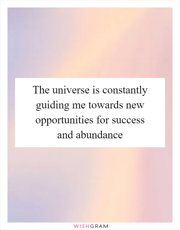 The universe is constantly guiding me towards new opportunities for success and abundance