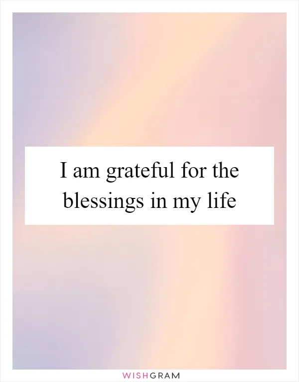 I am grateful for the blessings in my life