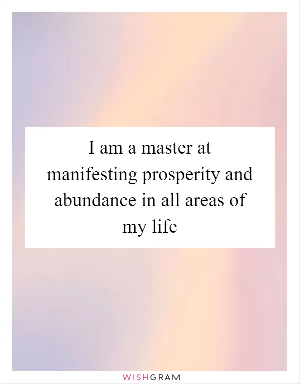 I am a master at manifesting prosperity and abundance in all areas of my life