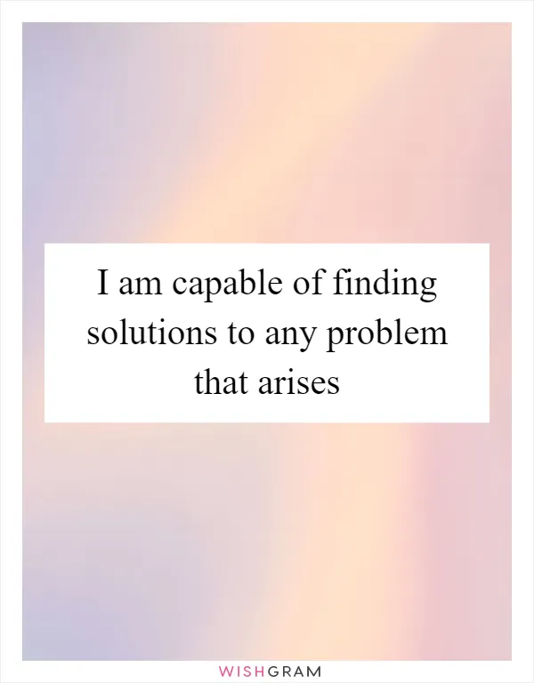 I am capable of finding solutions to any problem that arises