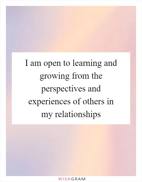 I am open to learning and growing from the perspectives and experiences of others in my relationships