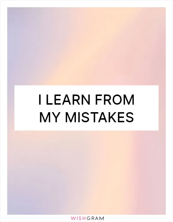 I learn from my mistakes