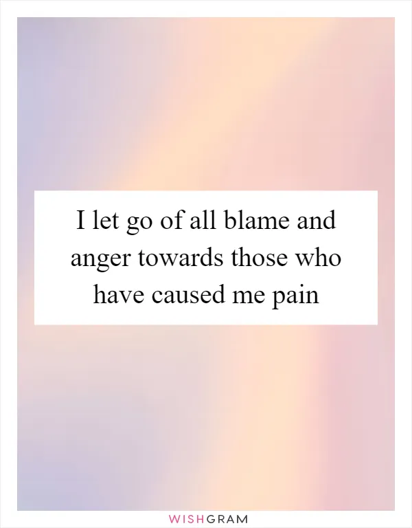 I let go of all blame and anger towards those who have caused me pain